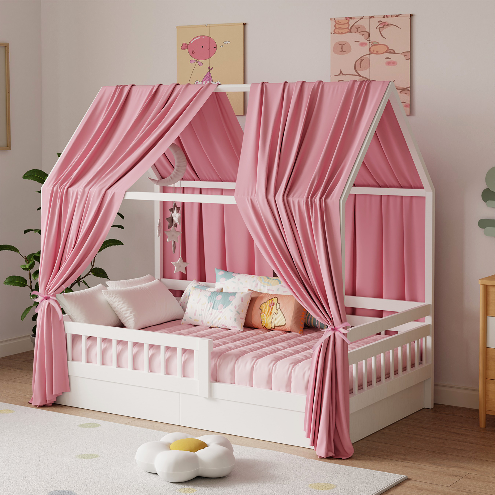 Kids Outdoor Daybed - Bunk Bed Canopy 1/2-Piece Muslin Bunk