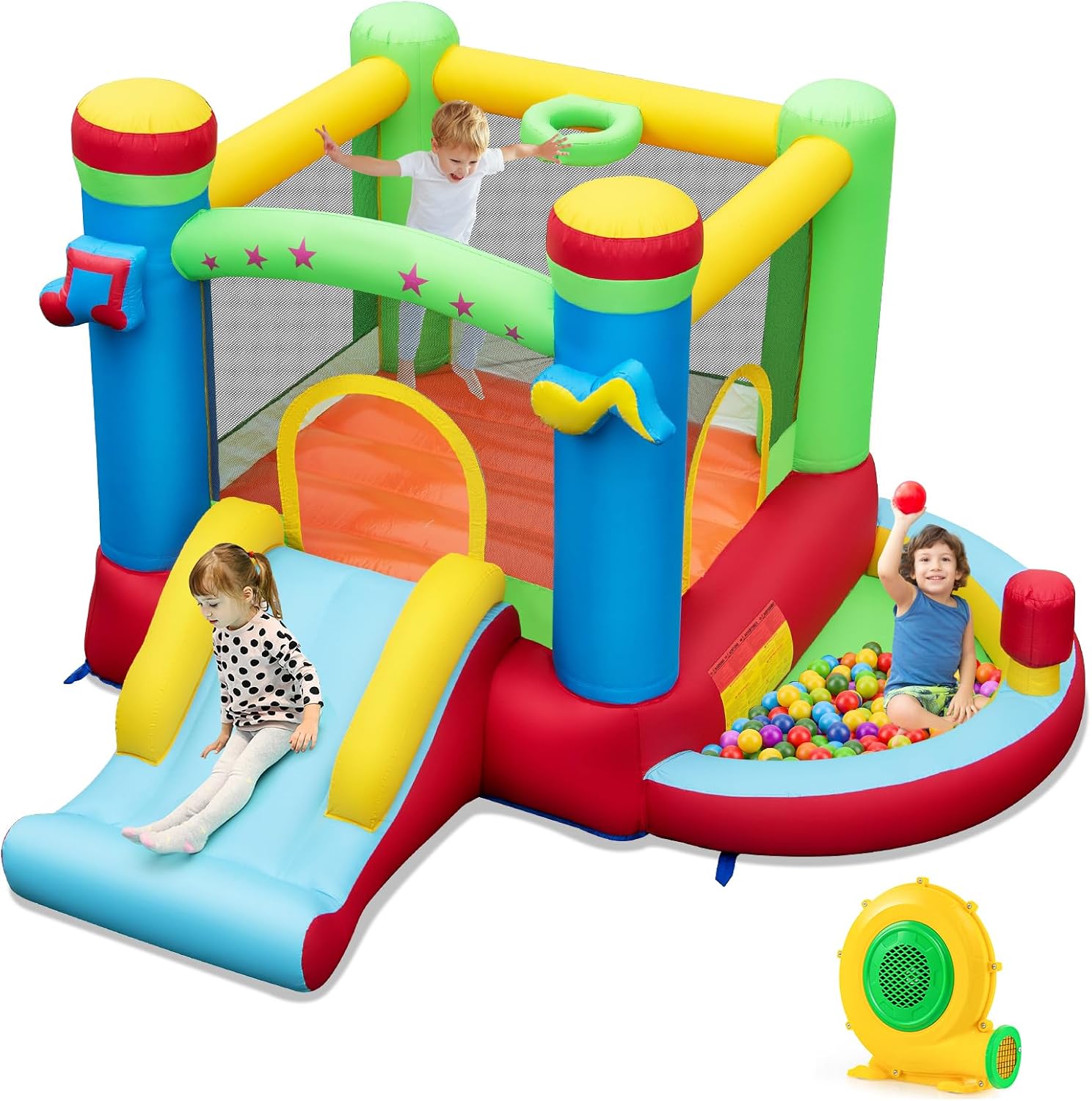 Kids Outdoor Jumping - Inflatable Bounce House with Ball Pit,