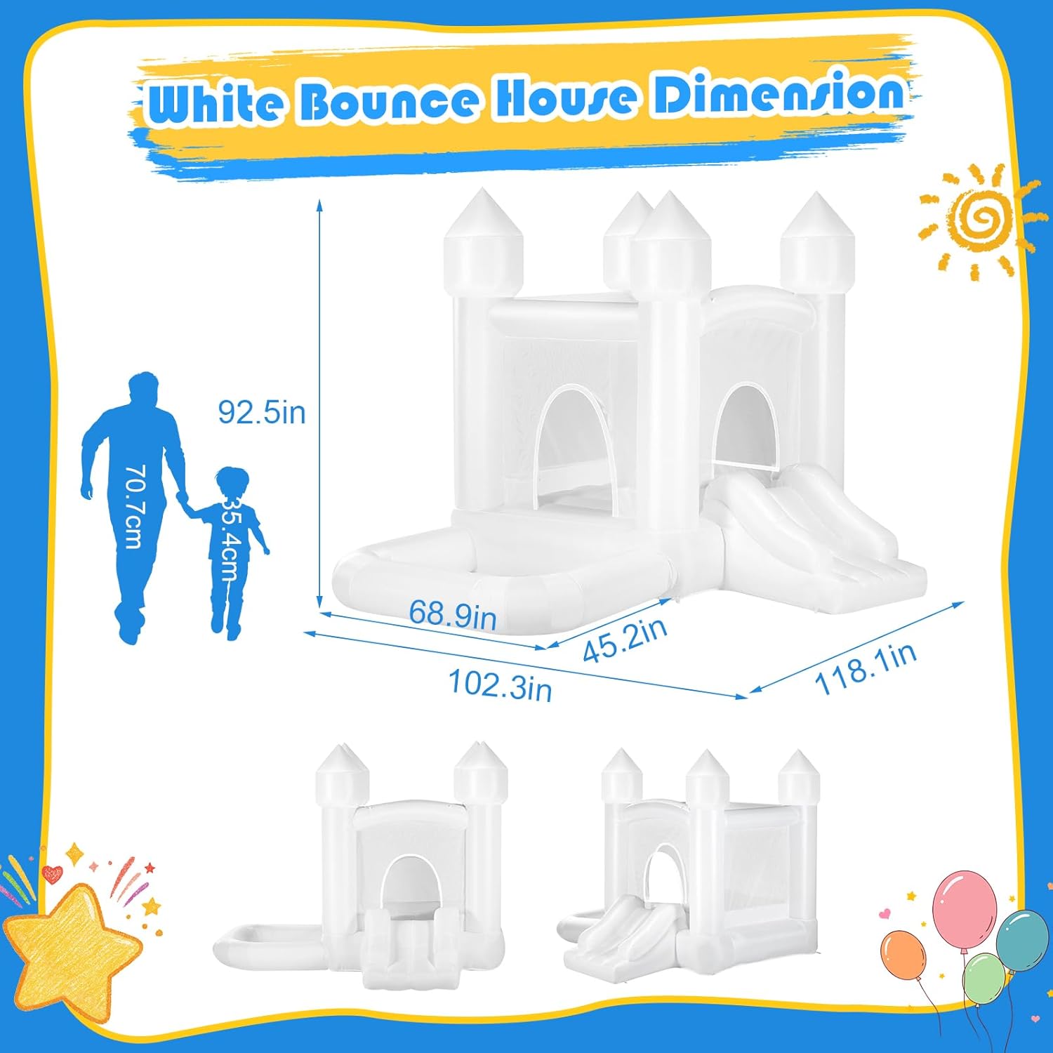 Kids White Bounce House with B - Kids Outdoor Jumping 评论和价格