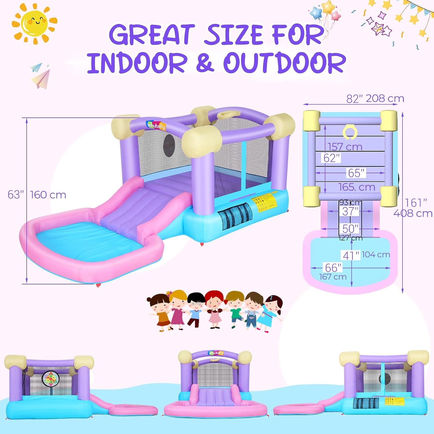 Kids Inflatable Bounce House w - Kids Outdoor Jumping 评论和价格