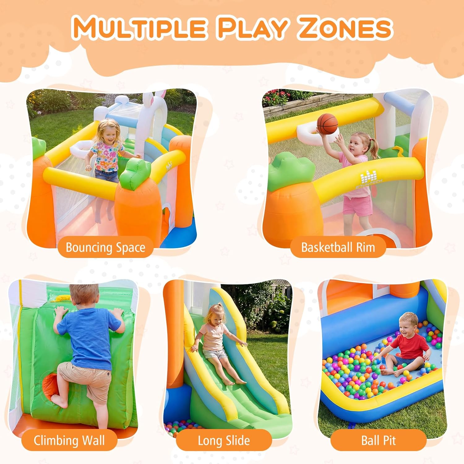 Inflatable Bounce House with B - Kids Outdoor Jumping 评论和价格