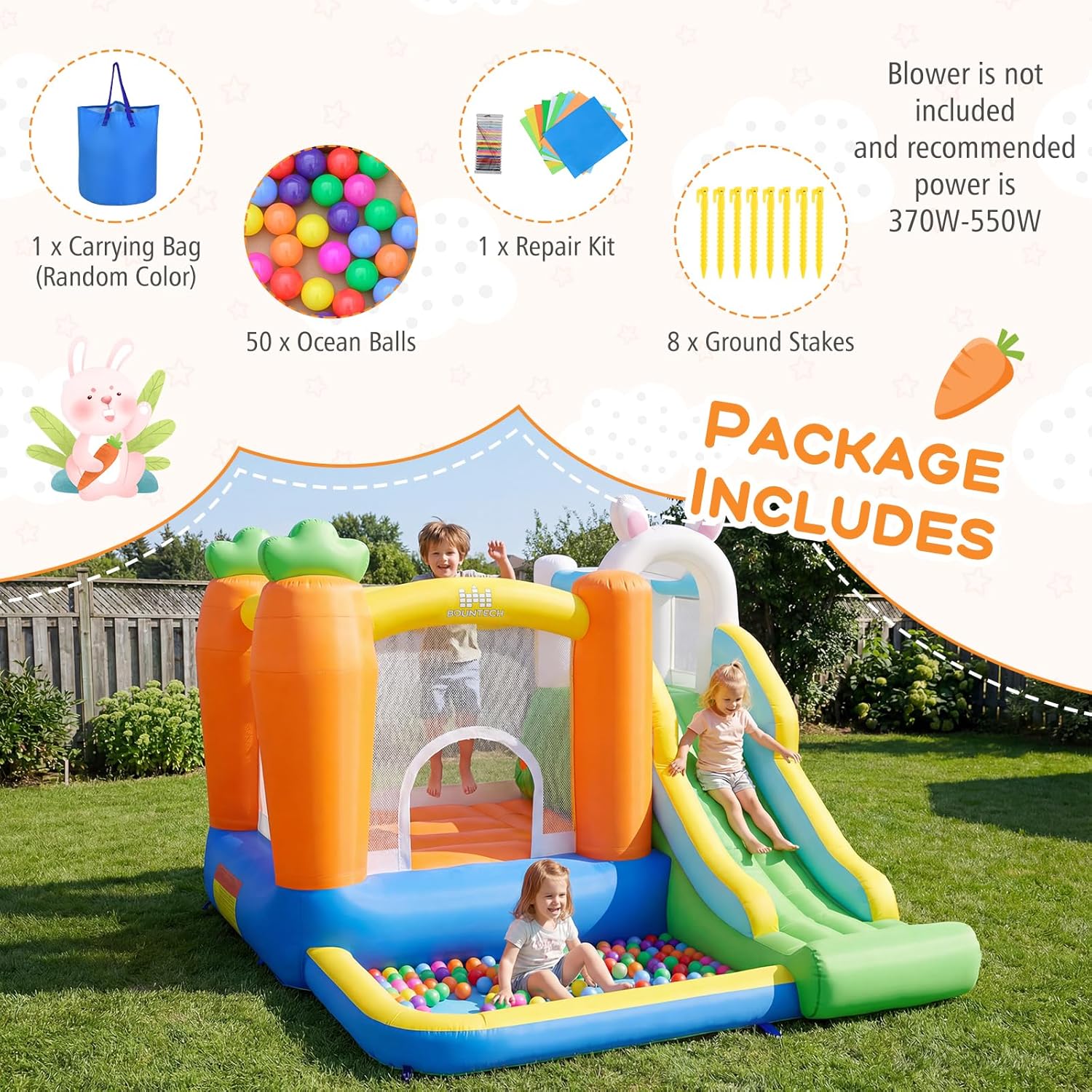 Inflatable Bounce House with B - Kids Outdoor Jumping 评论和价格