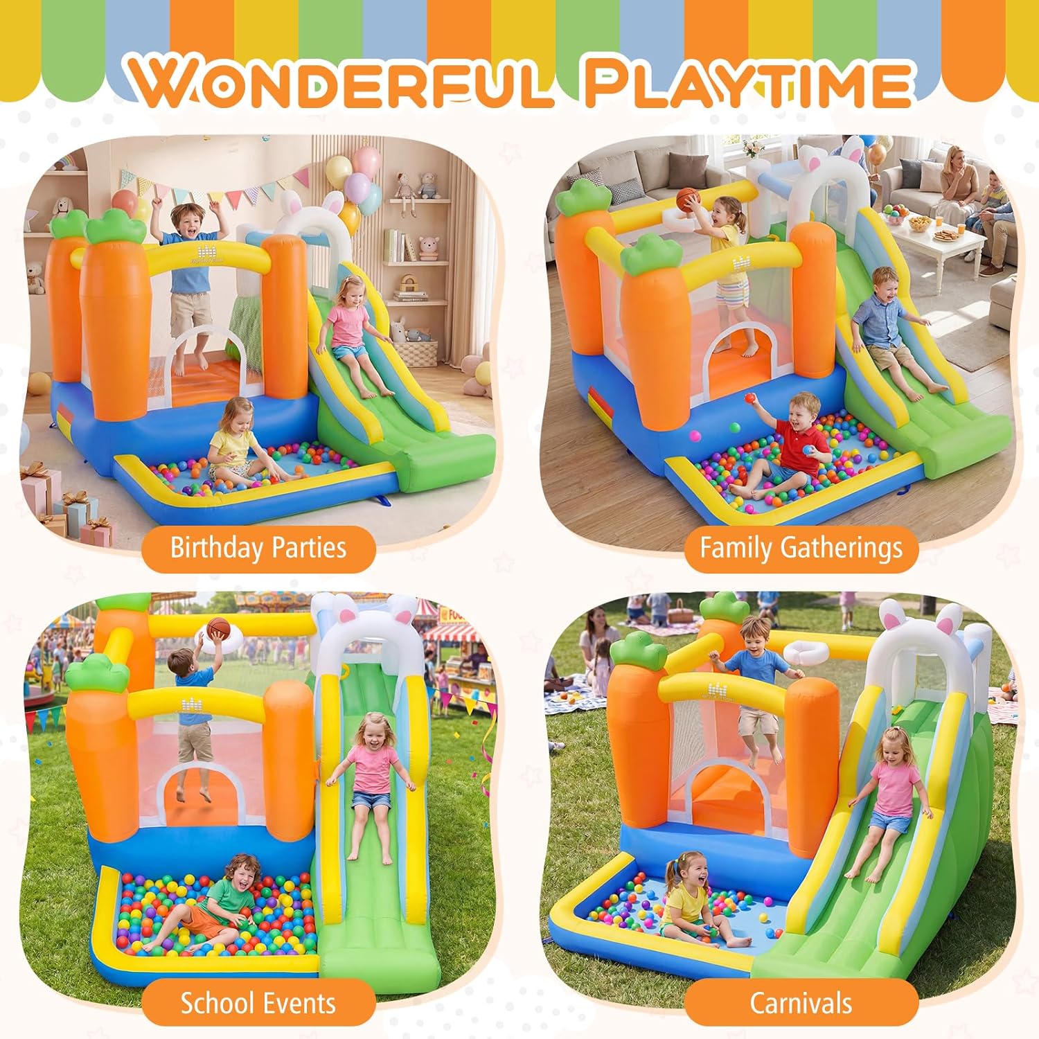 Inflatable Bounce House with B - Kids Outdoor Jumping 评论和价格