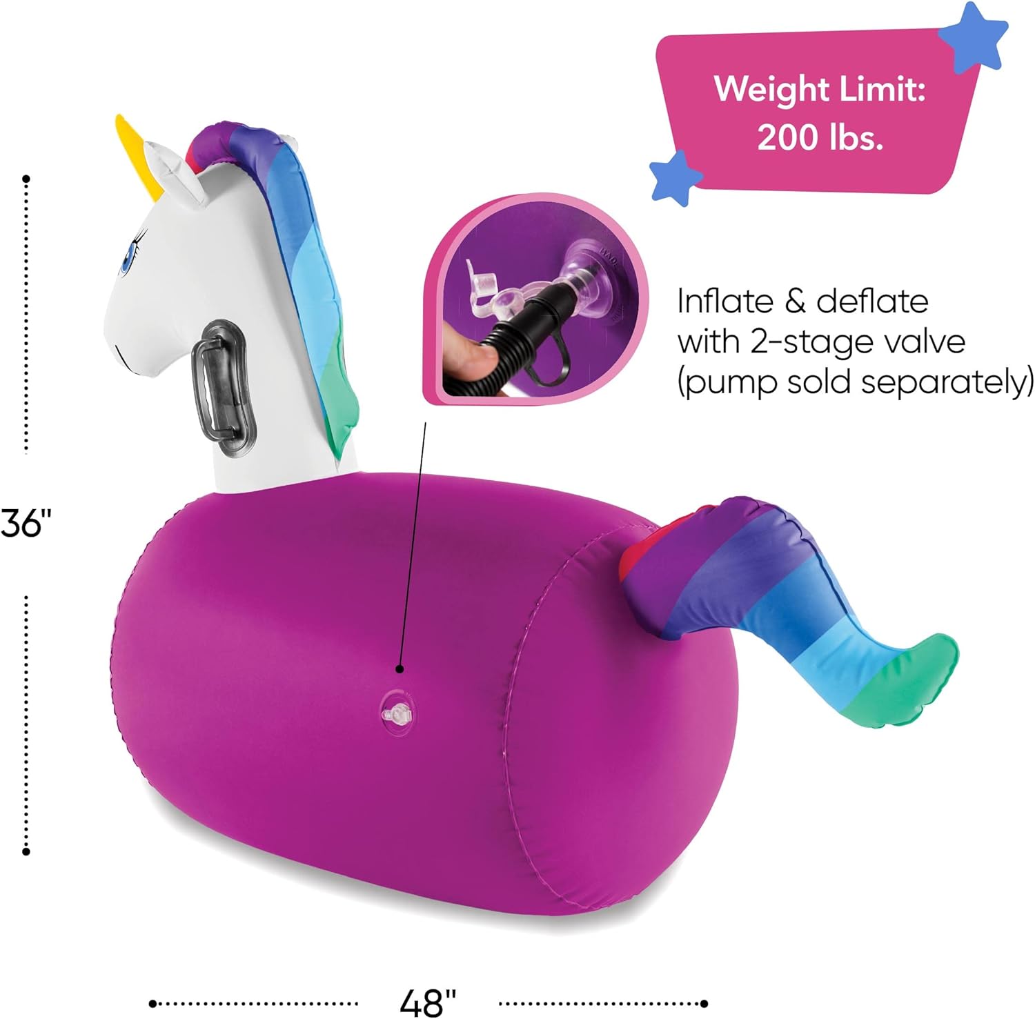 Inflatable Unicorn Ride-On Bou - Kids Outdoor Ride On 评论和价格