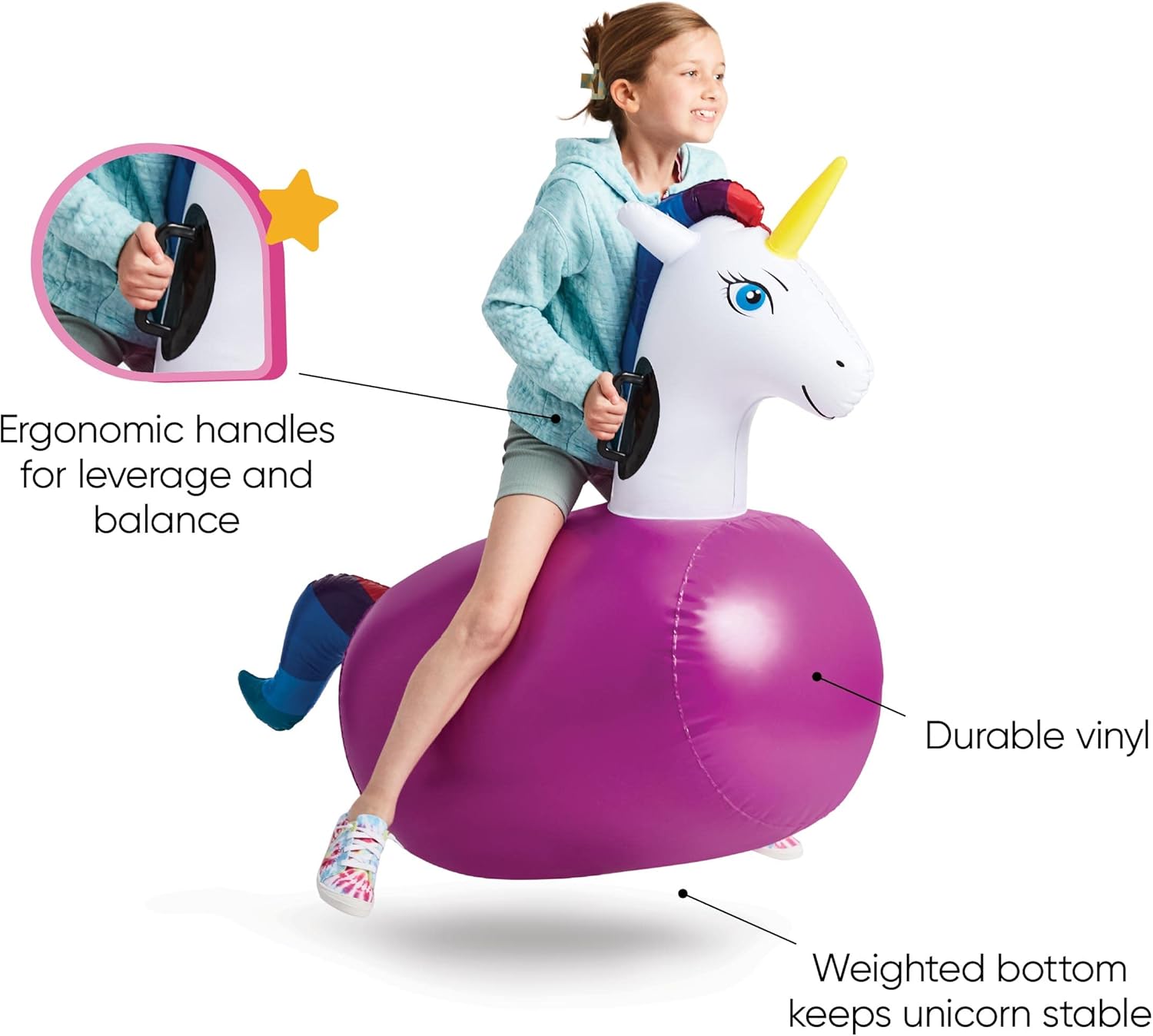 Inflatable Unicorn Ride-On Bou - Kids Outdoor Ride On 评论和价格