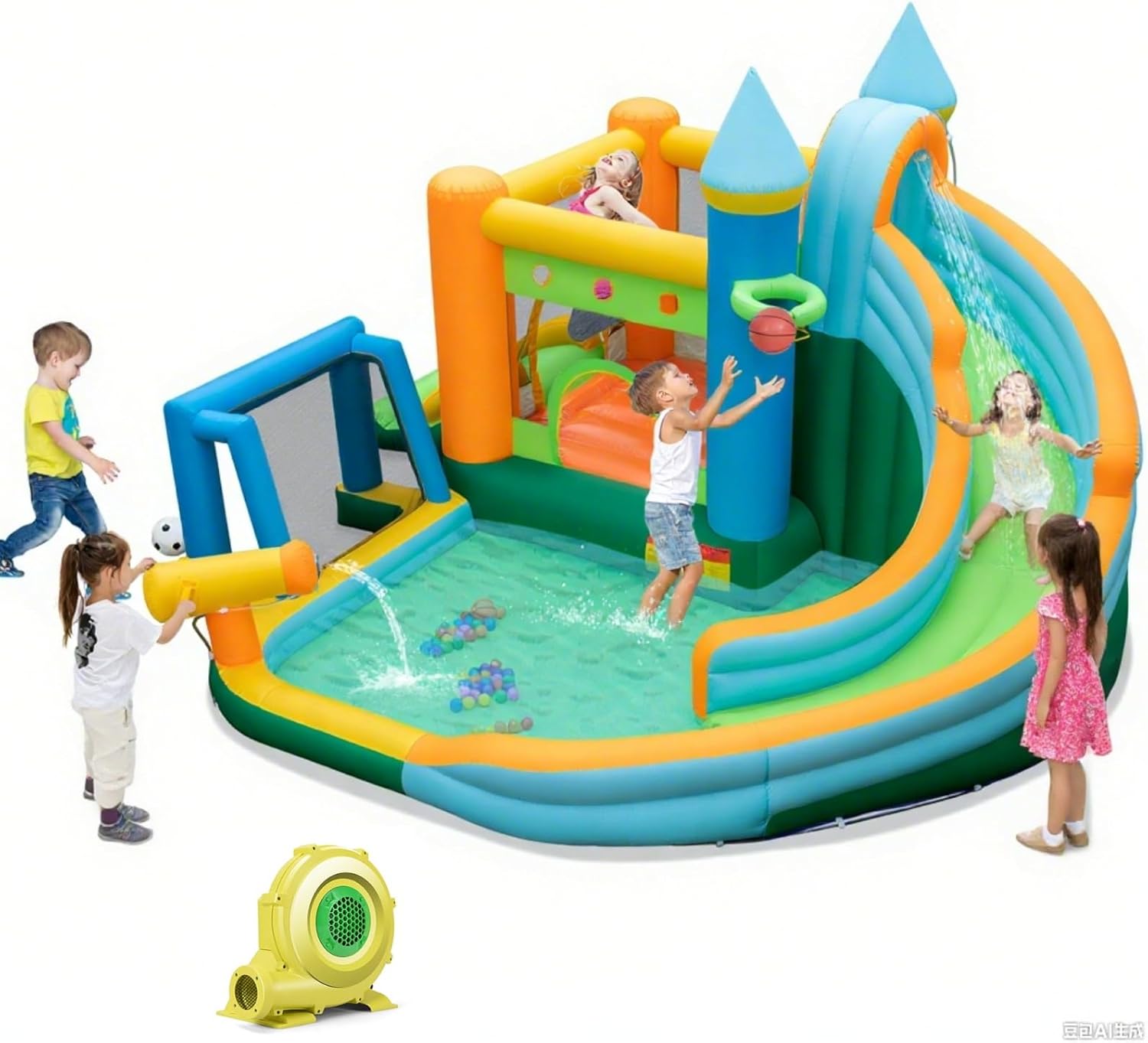 9-in-1 Inflatable Water Slide  - Kids Outdoor Jumping 评论和价格