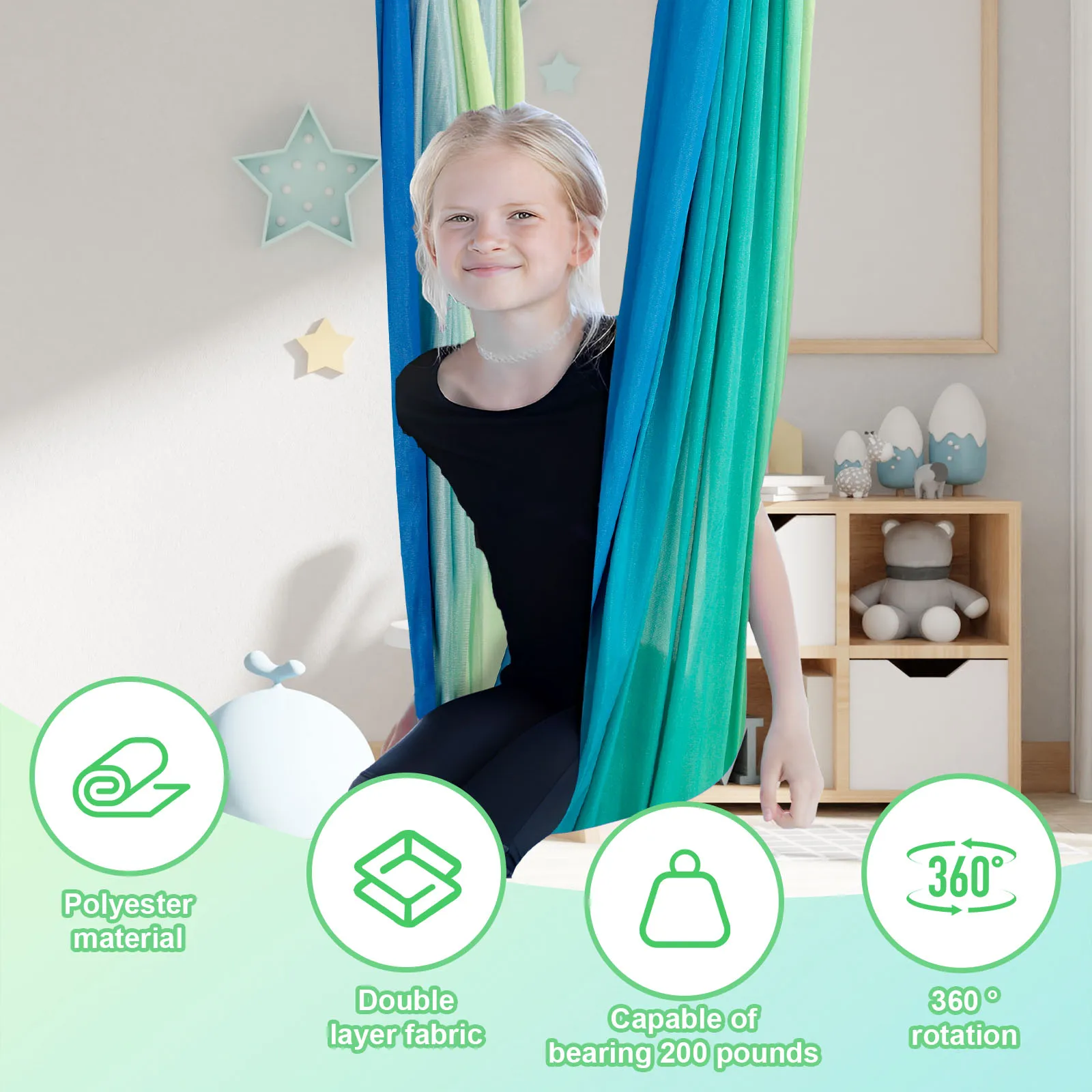Sensory Swings Double Layer Ki - Kids Outdoor Yoga 评论和价格