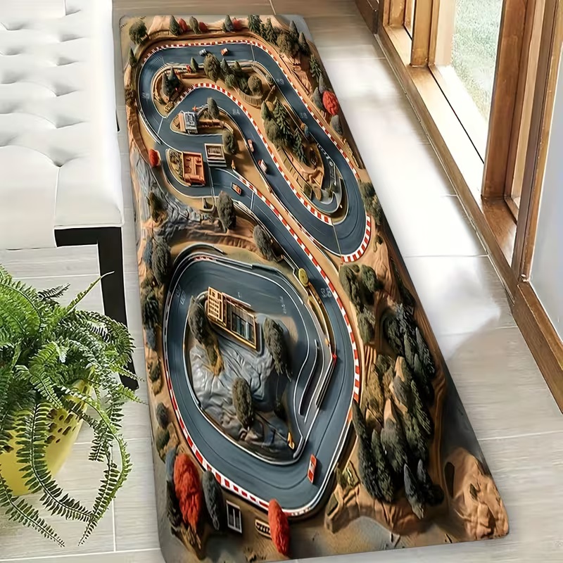 3D Racing Track Play Mat Color - Kids Outdoor Vehicles 评论和价格