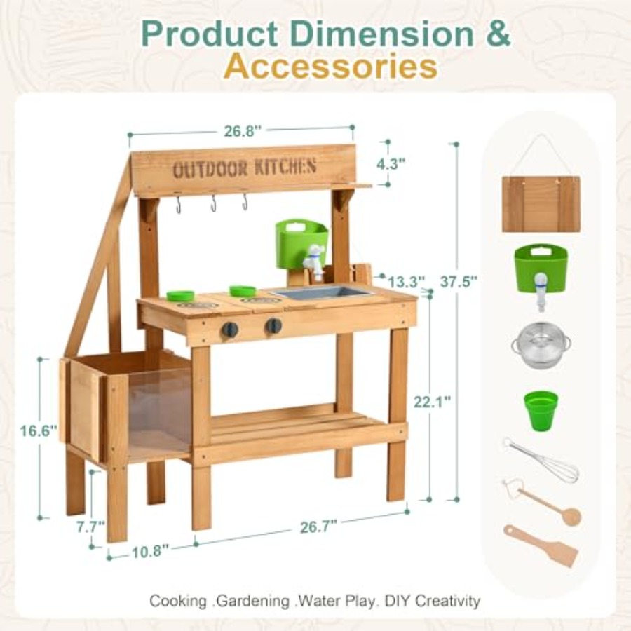 Outdoor mud kitchen for kids:  - Kids Outdoor Mud Kitchen Accessories 评论和价格