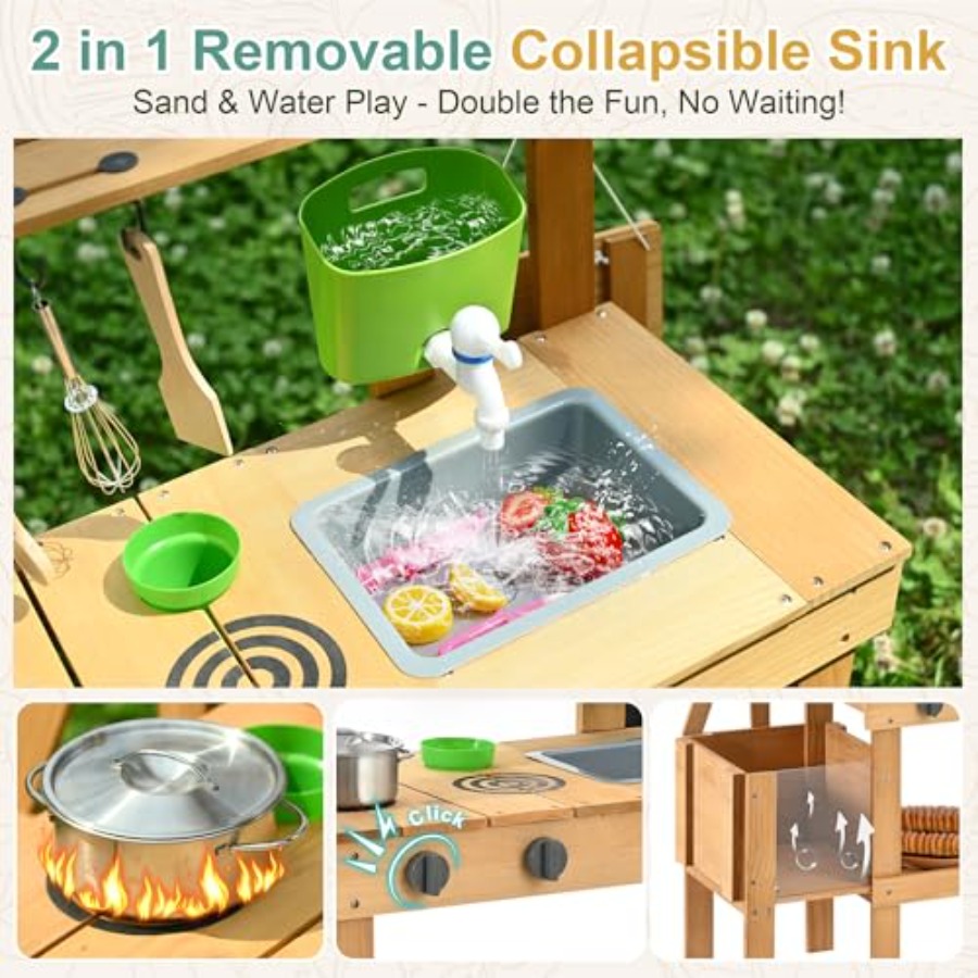 Outdoor mud kitchen for kids:  - Kids Outdoor Mud Kitchen Accessories 评论和价格