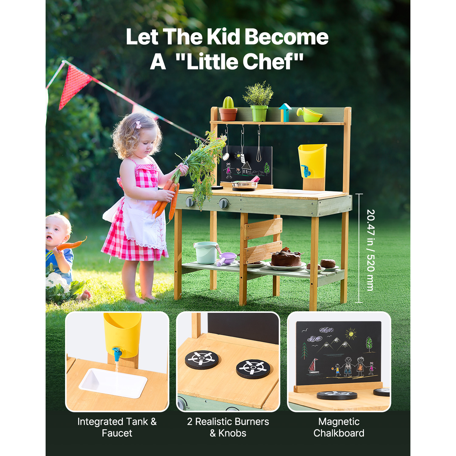 Wooden Mud Kitchen Toys for Ki - Kids Outdoor Mud Kitchen Accessories 评论和价格