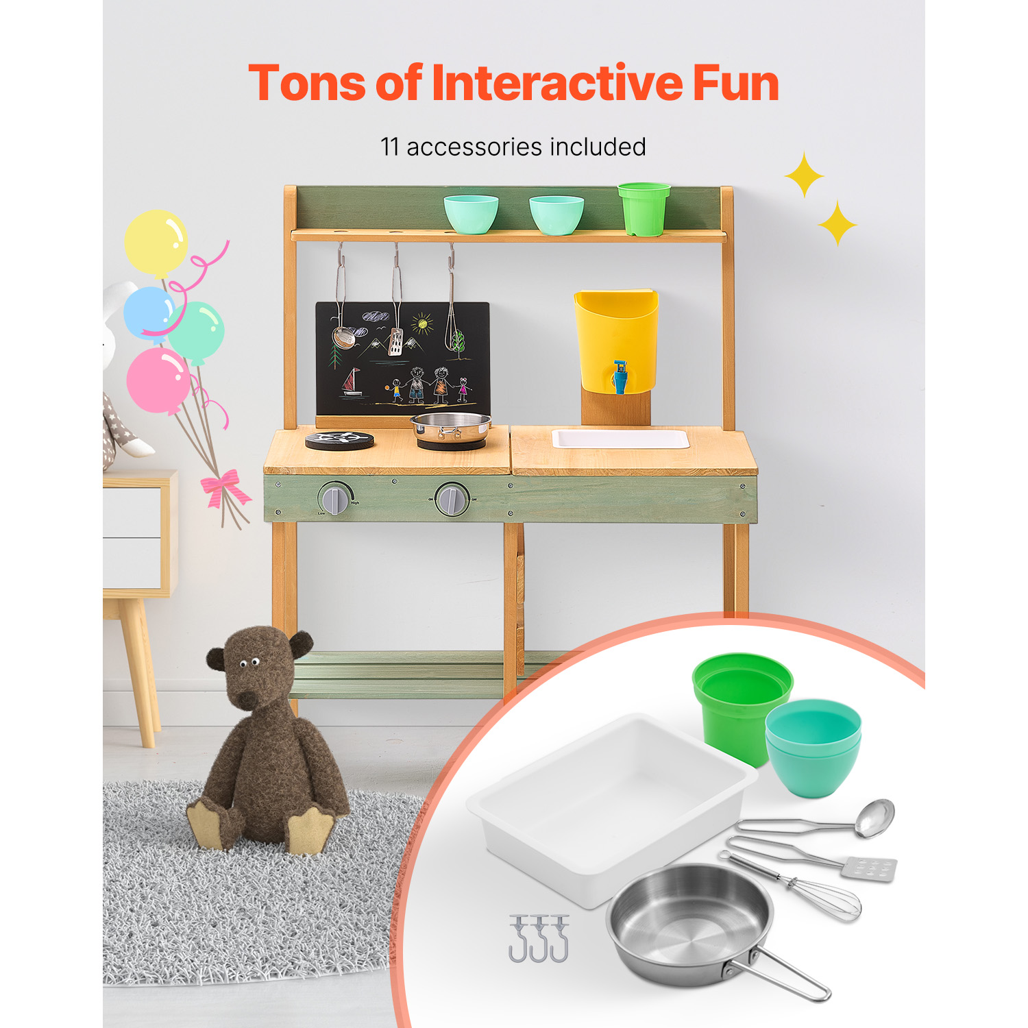 Wooden Mud Kitchen Toys for Ki - Kids Outdoor Mud Kitchen Accessories 评论和价格