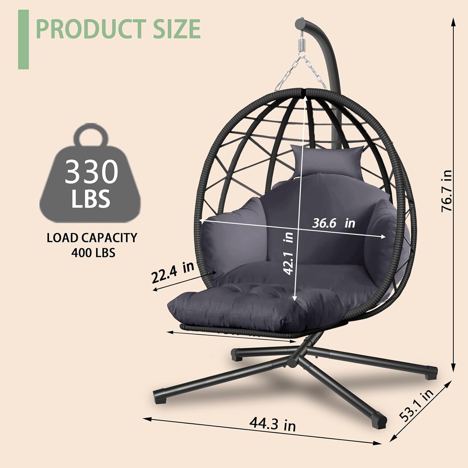 Hanging Egg Chair with Stand a - Kids Outdoor Egg Chair 评论和价格