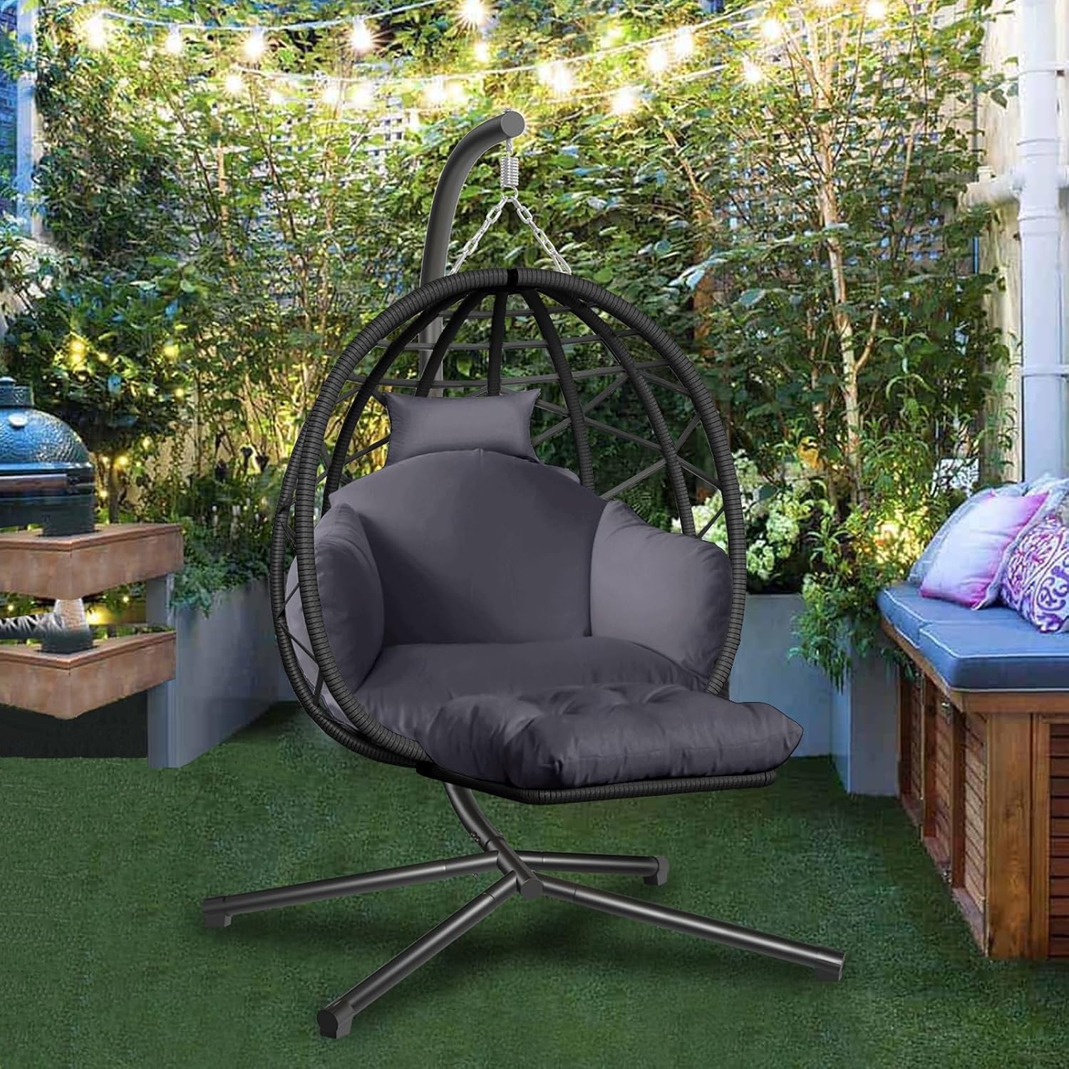 Hanging Egg Chair with Stand a - Kids Outdoor Egg Chair 评论和价格