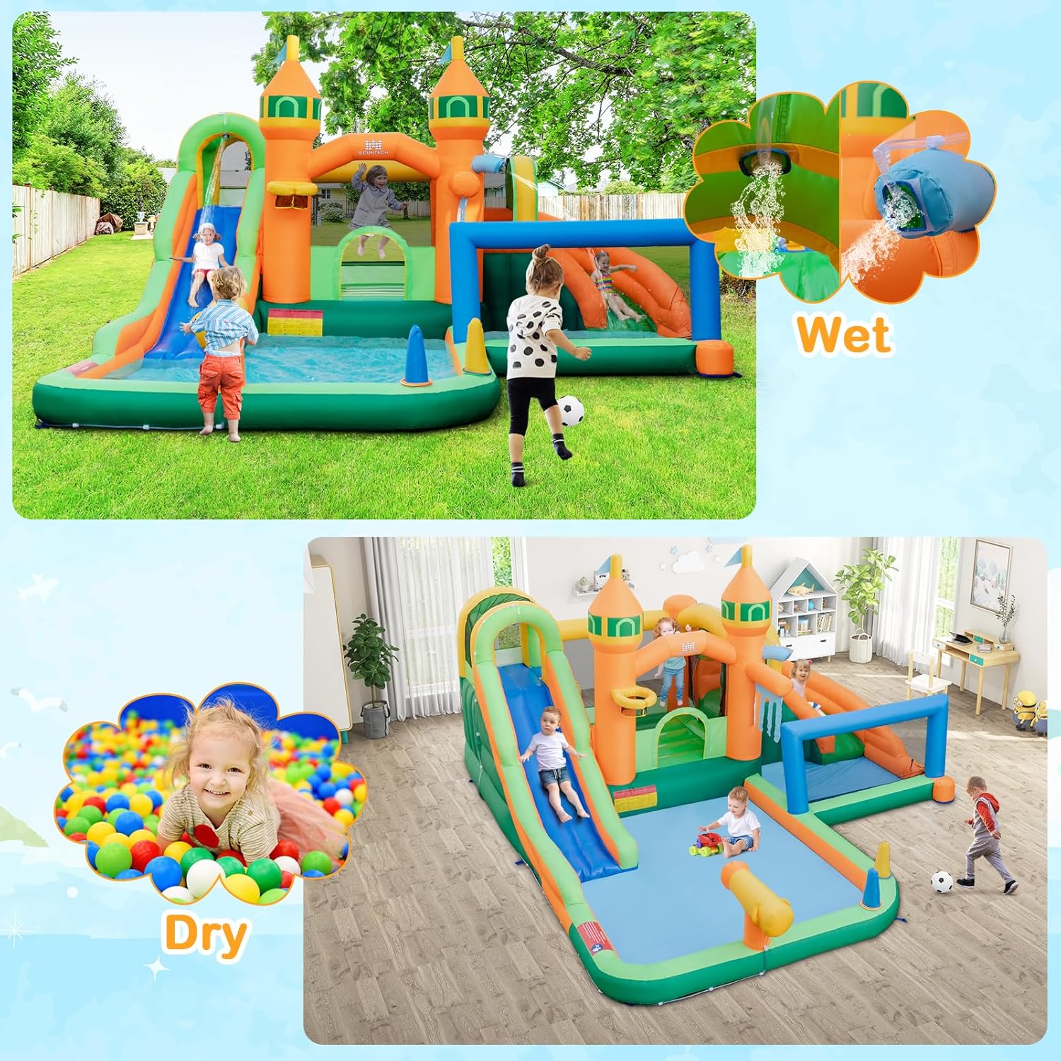 9-in-1 Inflatable Water Park B - Kids Outdoor Jumping 评论和价格
