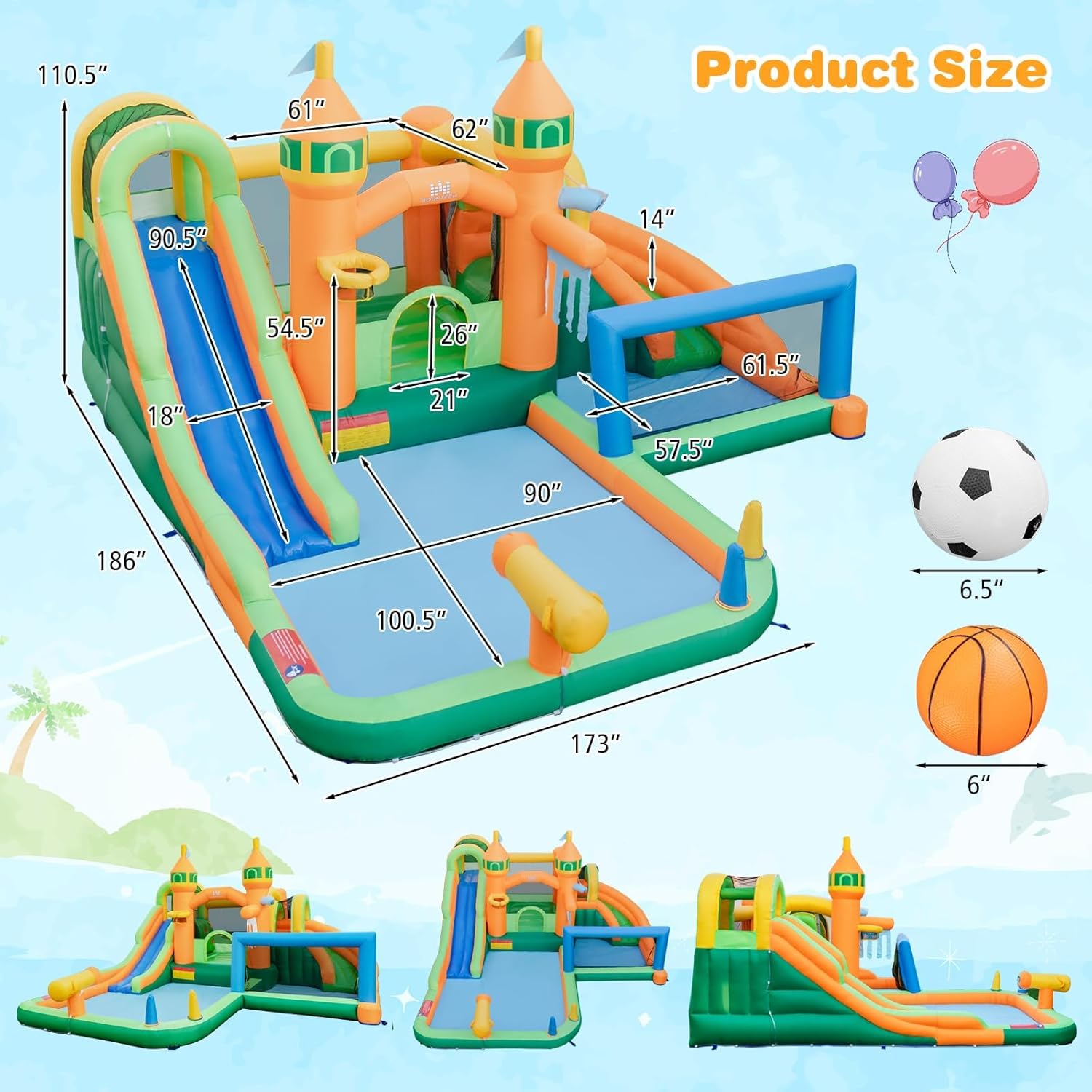 9-in-1 Inflatable Water Park B - Kids Outdoor Jumping 评论和价格