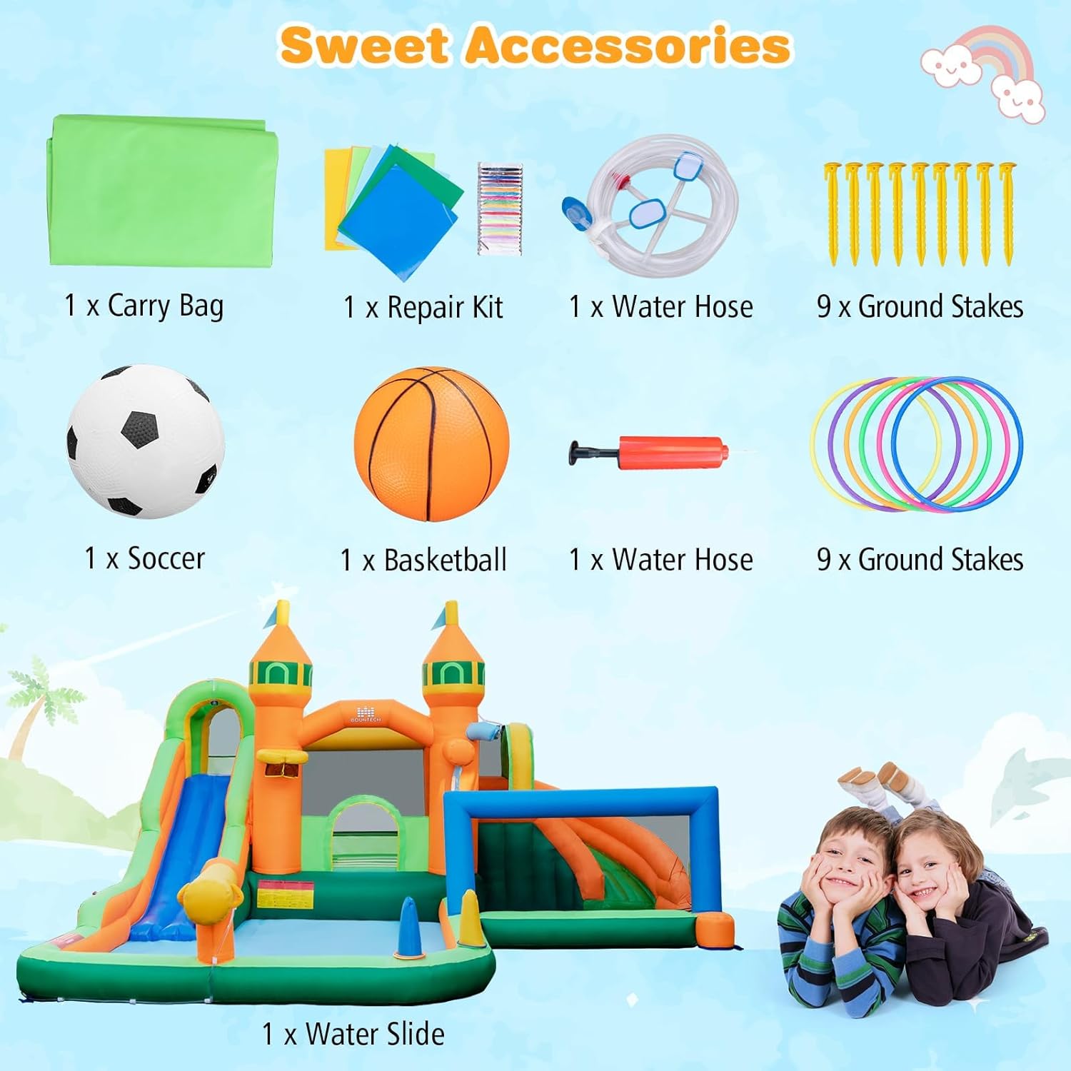 9-in-1 Inflatable Water Park B - Kids Outdoor Jumping 评论和价格