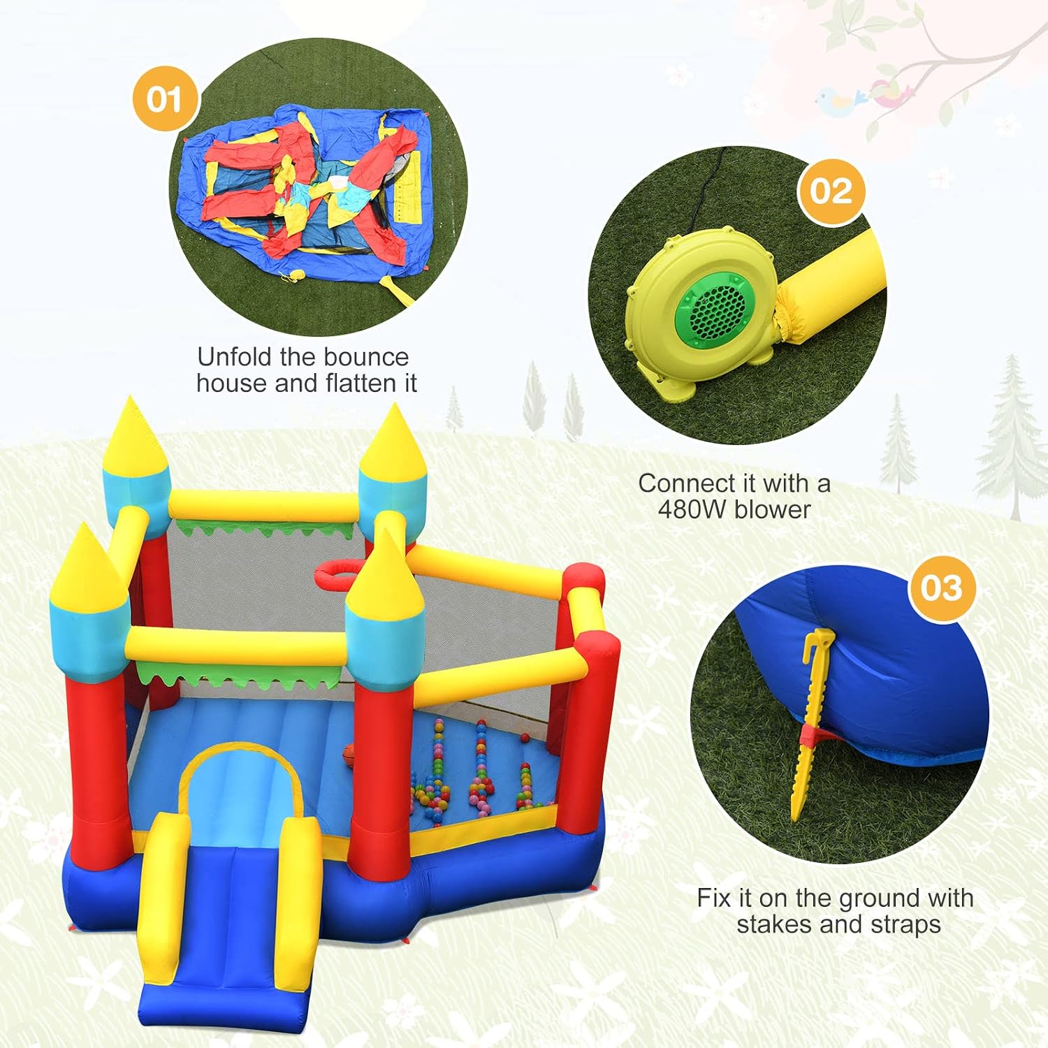 Inflatable Bounce Castle for K - Kids Outdoor Jumping 评论和价格