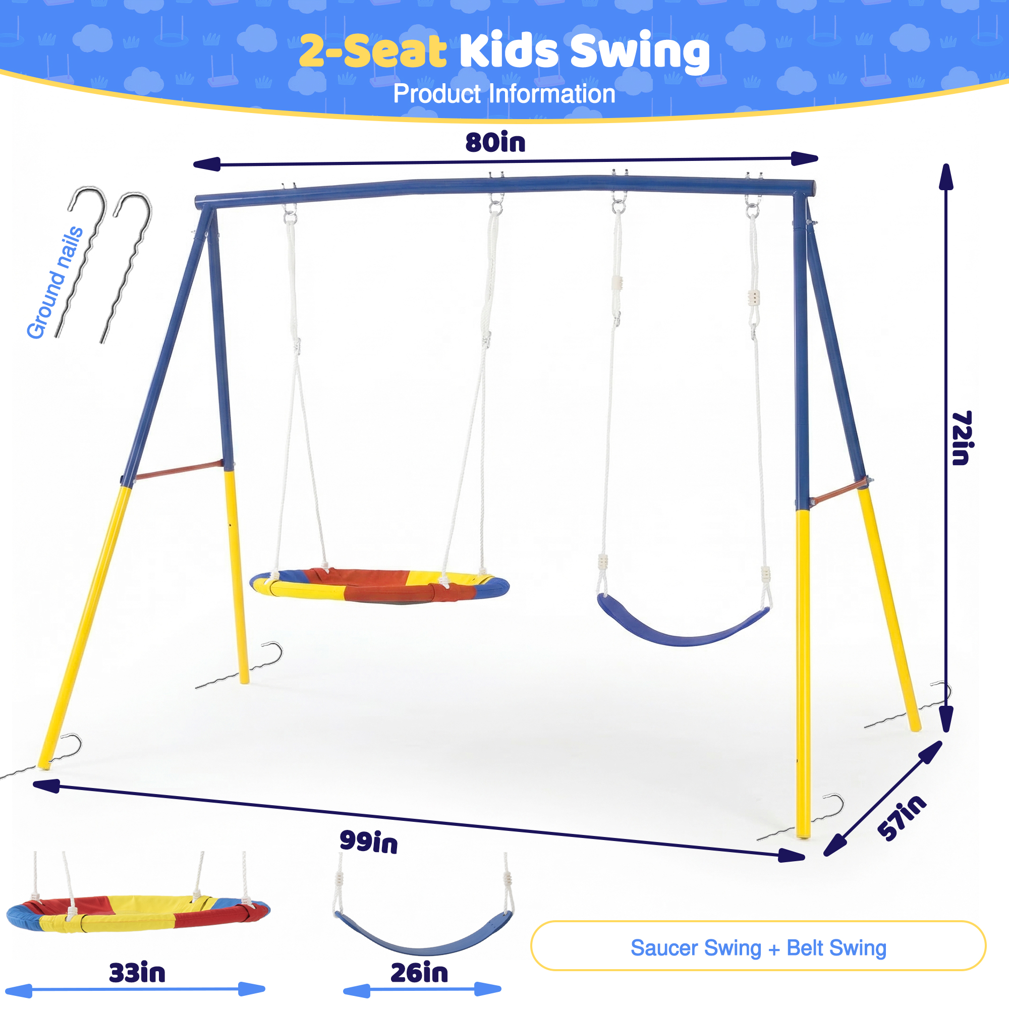 Outdoor Swing Set with Backyar - Kids Outdoor Ride On 评论和价格