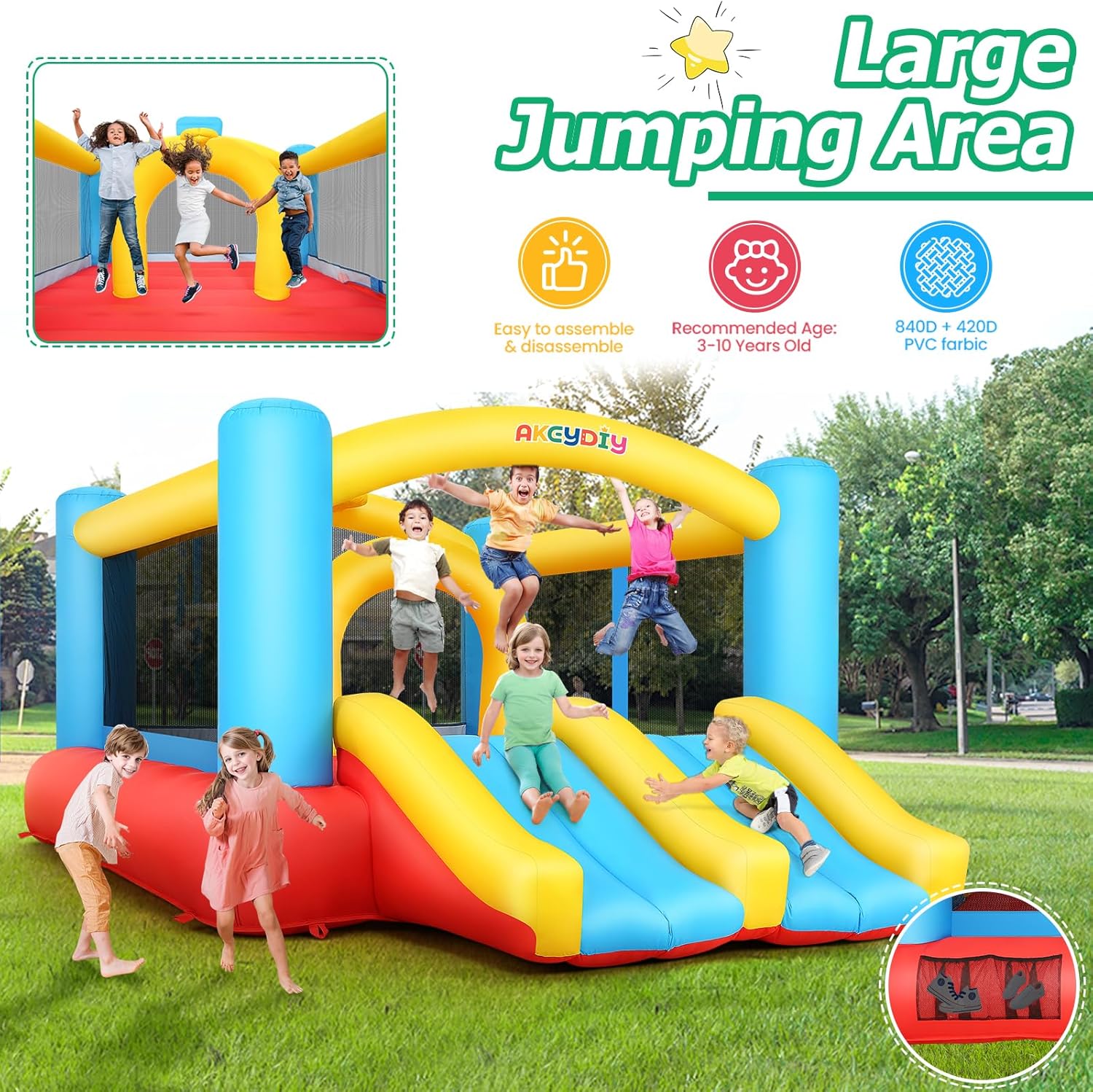 Kids Inflatable Bouncy Castle  - Kids Outdoor Jumping 评论和价格
