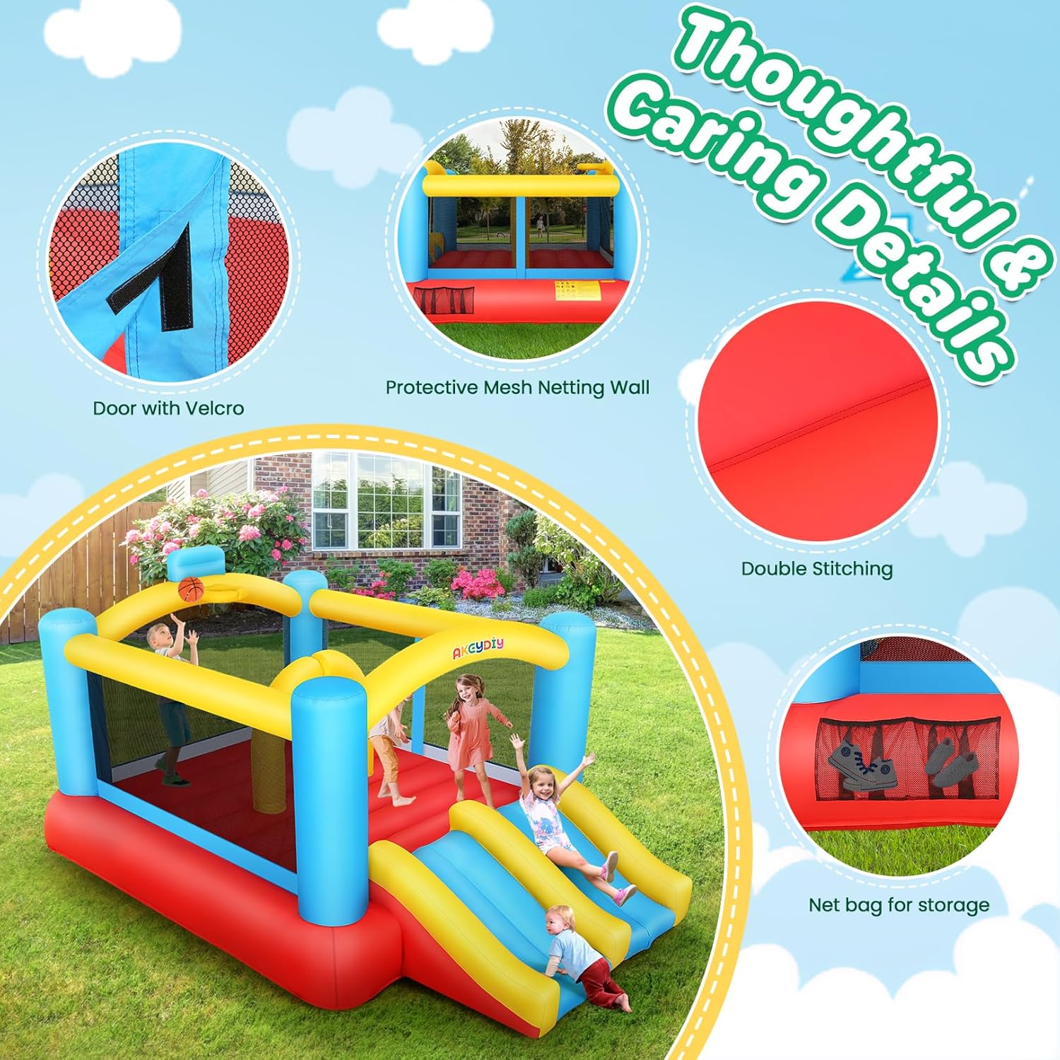 Kids Inflatable Bouncy Castle  - Kids Outdoor Jumping 评论和价格